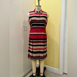 Classy LK Bennett Striped Sleeveless Dress - Hot Pink, Tan, and Black